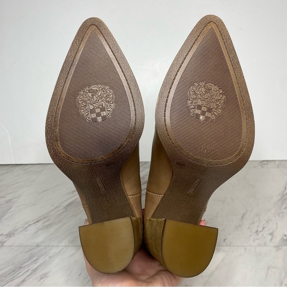 Vince Camuto Ratony Tan Leather Heeled Bootie 10M - Picture 14 of 15